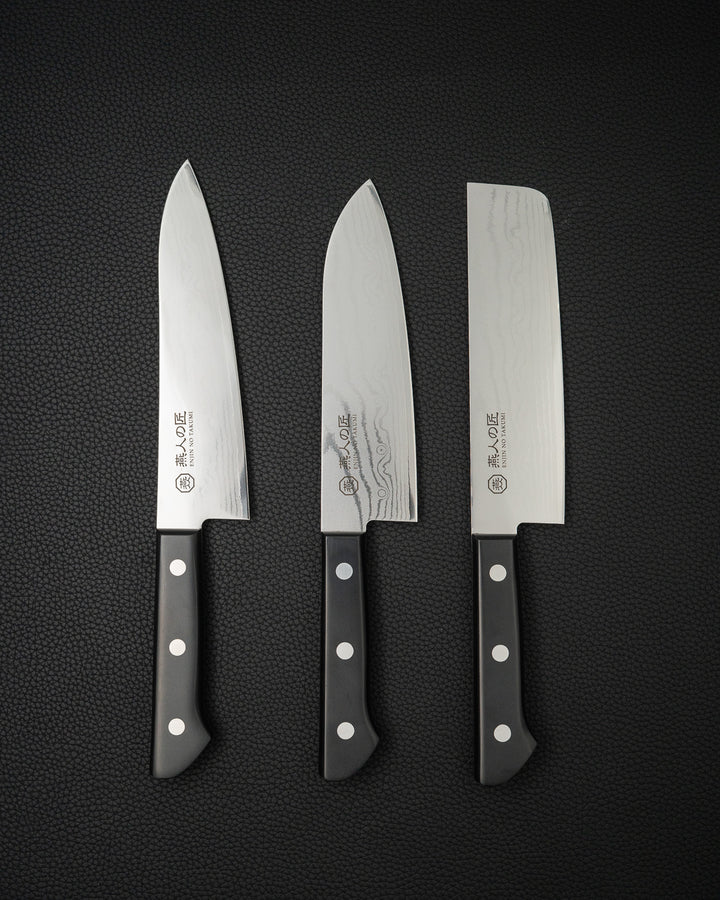 Kokkekniv 170 mm, ENJIN NO TAKUMI VG10 Damascus Santoku tomatosharp