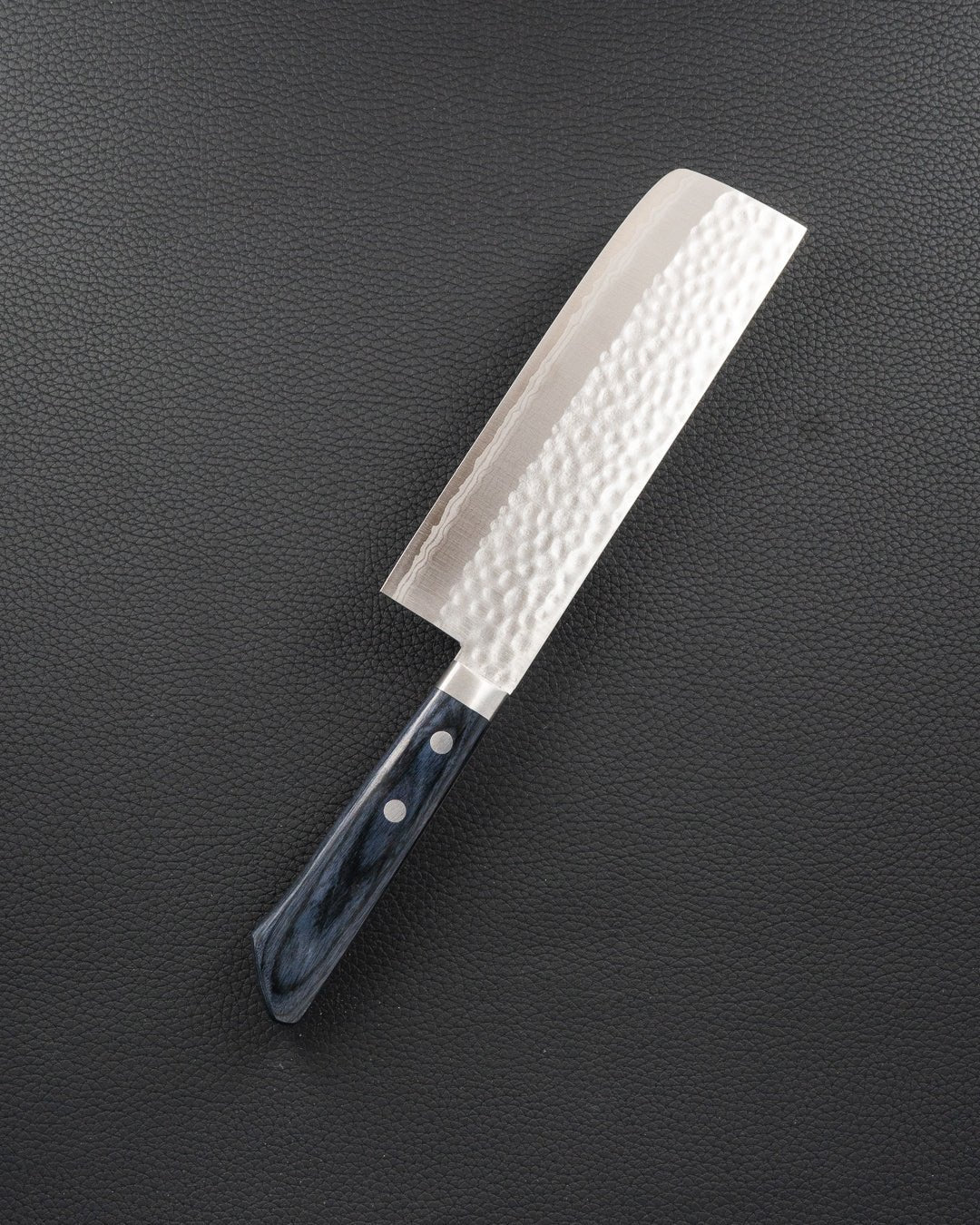 Grønnsakskniv 165 mm, MASUTANI VG10 Damascus Tsuchime Blue Nakiri Masutani