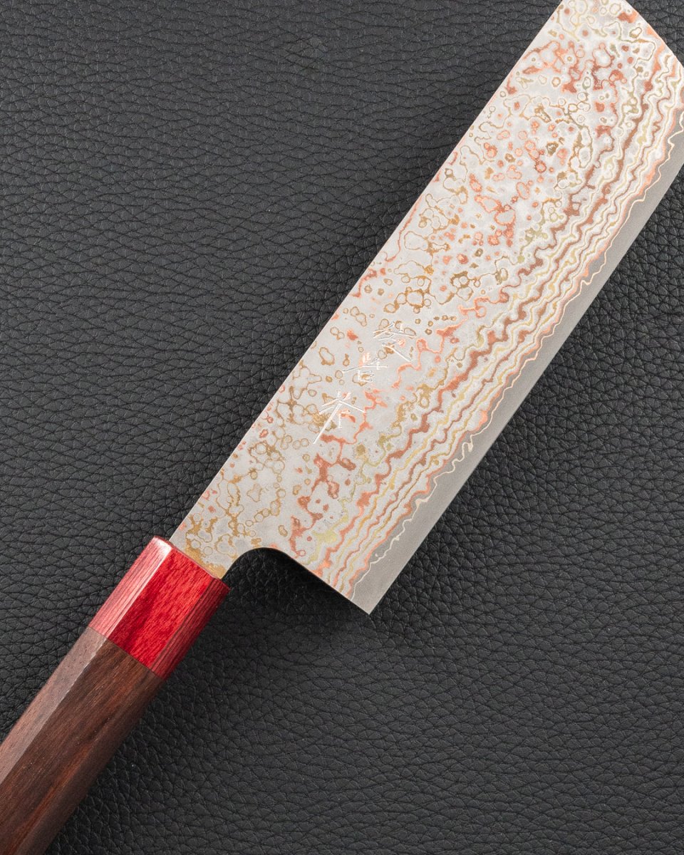 TAKESHI SAJI VG10 Rainbow Damascus Nashiji Nakiri 165 mm tomatosharp