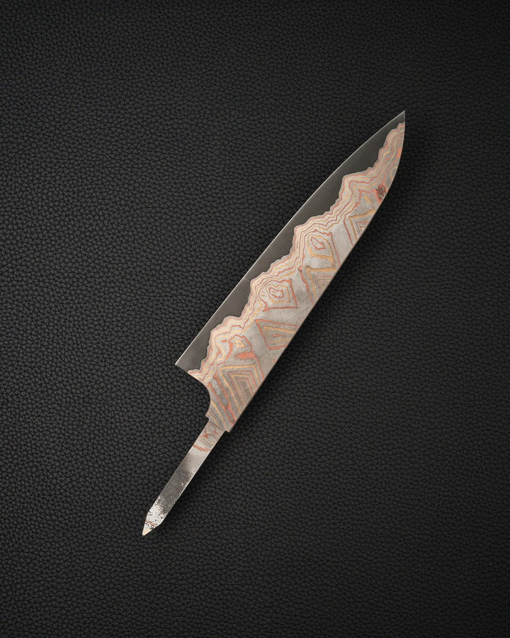 Knivblad 210 mm, HATSUKOKORO Irodori Blue2 Rainbow Damascus Kurozome Gyuto Hatsukokoro