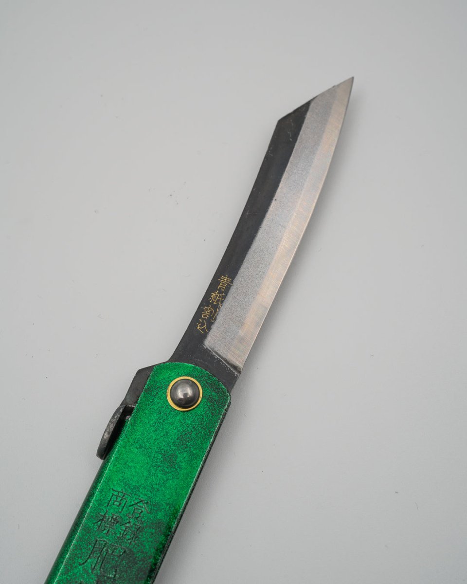 HIGONOKAMI Aogami Jade Green Japansk Foldekniv 100 mm tomatosharp