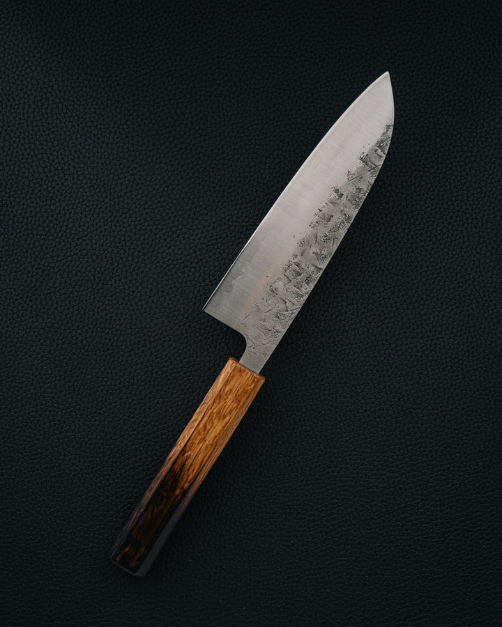 OUL SLD Nashiji Burnt Oak Santoku 165 mm tomatosharp
