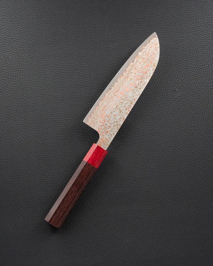 TAKESHI SAJI VG10 Rainbow Damascus Nashiji Santoku 165 mm tomatosharp
