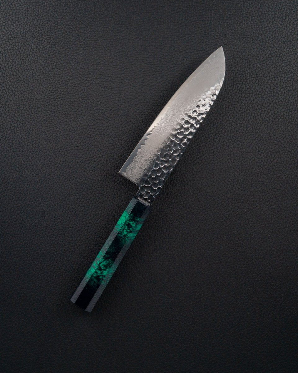 SAKAI TAKAYUKI Nanairo VG10 Damascus Green Santoku 170 mm tomatosharp