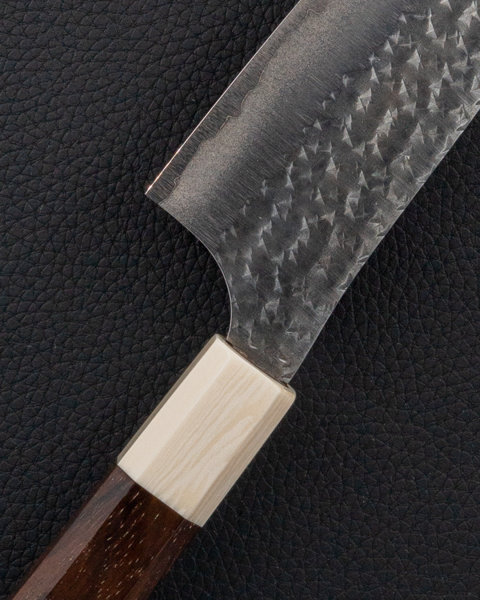 YU KUROSAKI Kokusen-Ryu Aogami Super White Walnut Santoku 170 mm tomatosharp