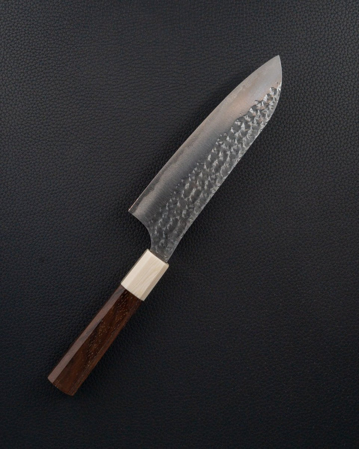 YU KUROSAKI Kokusen-Ryu Aogami Super White Walnut Santoku 170 mm tomatosharp