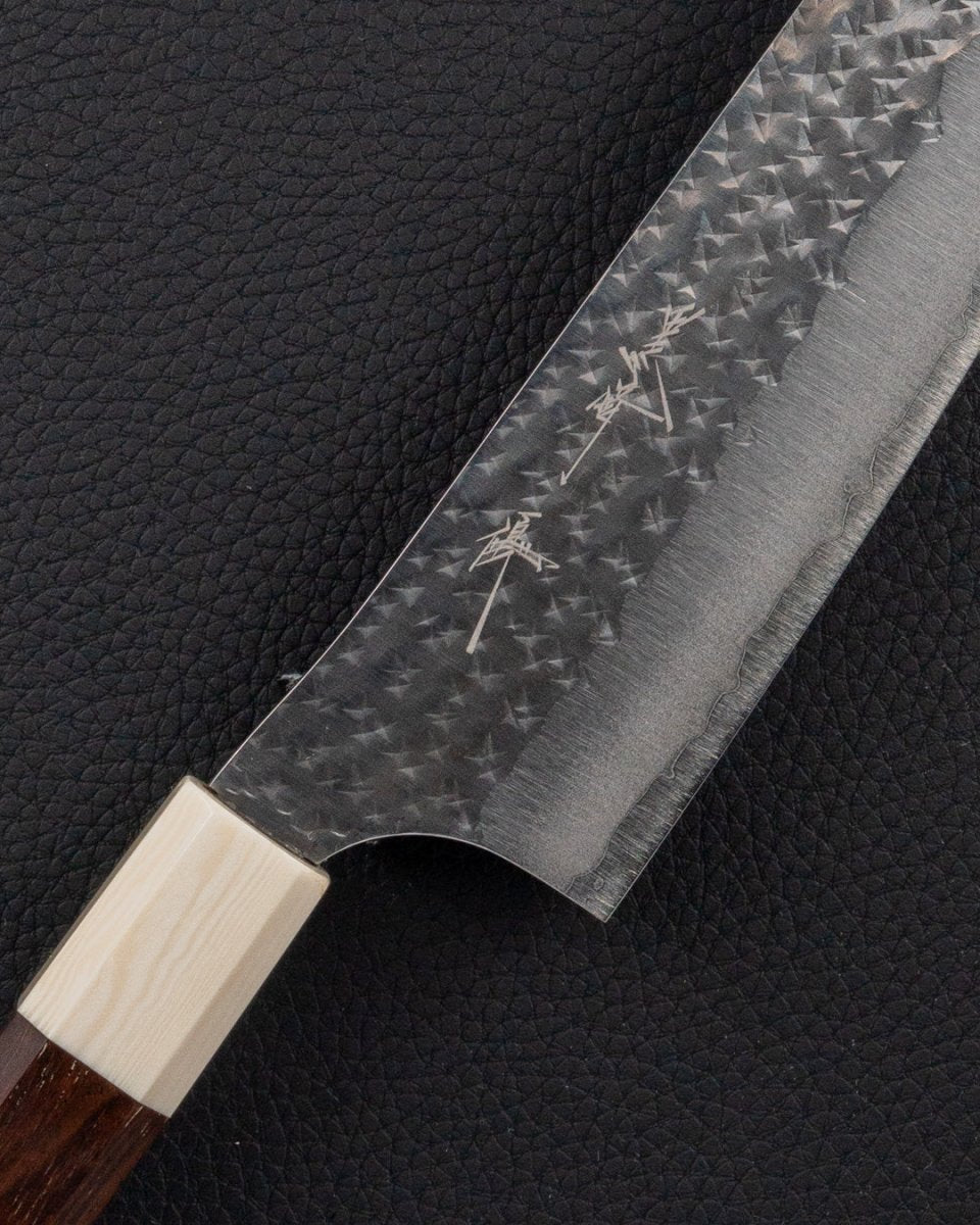 YU KUROSAKI Kokusen-Ryu Aogami Super White Walnut Santoku 170 mm tomatosharp
