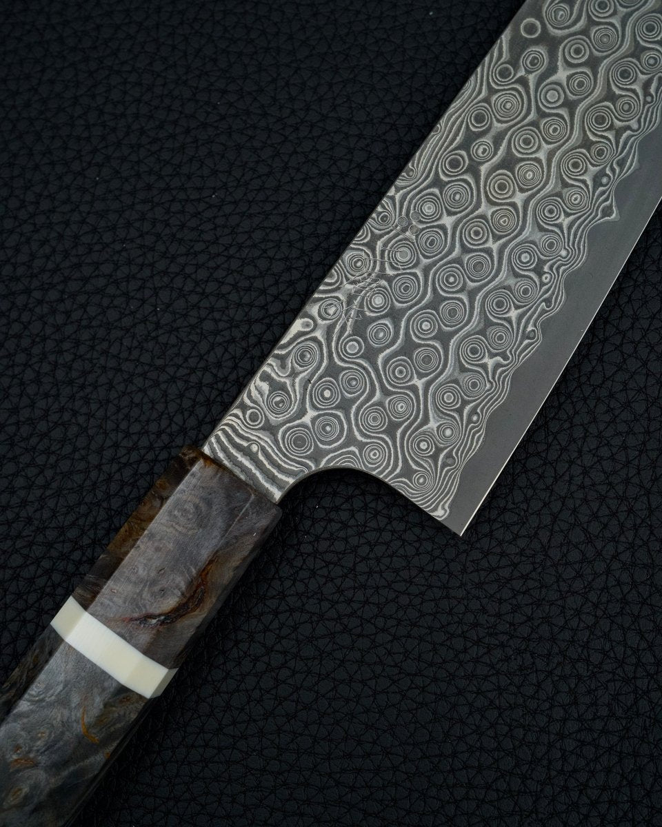 NIGARA HAMONO Anmon SG2 Raindrop Damascus Gyuto 210 mm tomatosharp