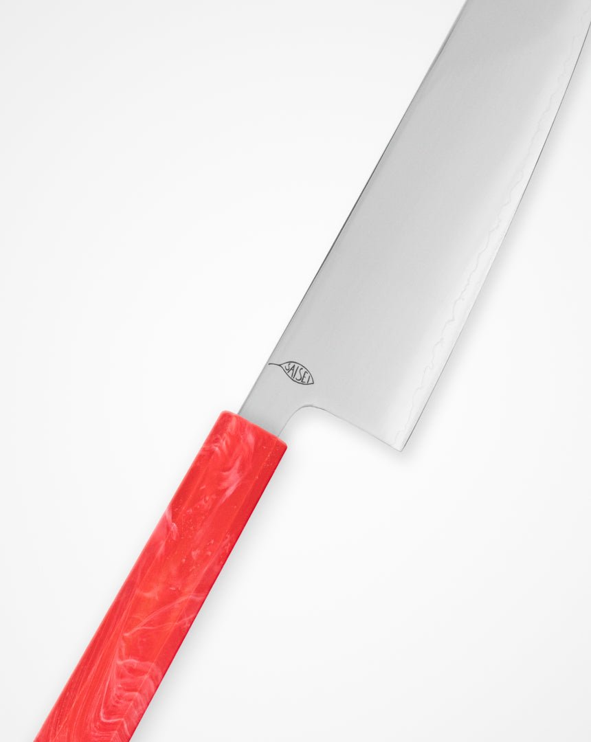 Kokkekniv 210 mm, SAISEI IRO Jordbær Gyuto tomatosharp