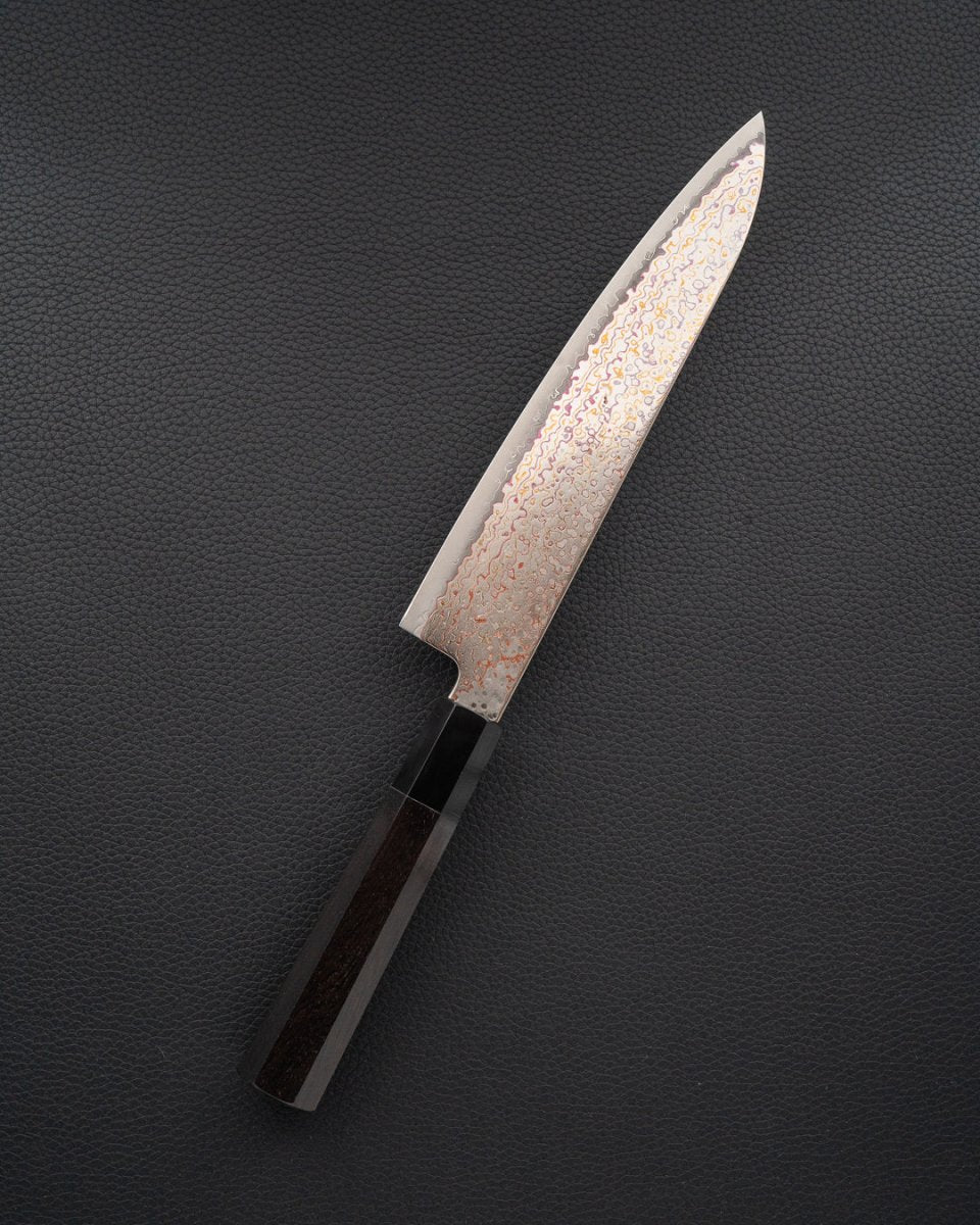 HATSUKOKORO Kujaku V-Toku2 Rainbow Damascus Gyuto 240 mm tomatosharp