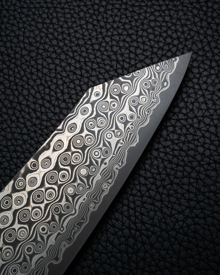 NIGARA HAMONO "Anmon" Raindrop Damascus Kiritsuke Gyuto 210 mm