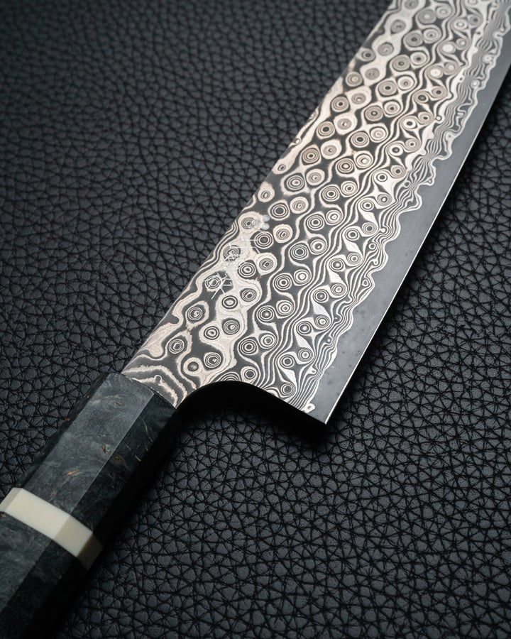 NIGARA HAMONO "Anmon" Raindrop Damascus Kiritsuke Gyuto 210 mm