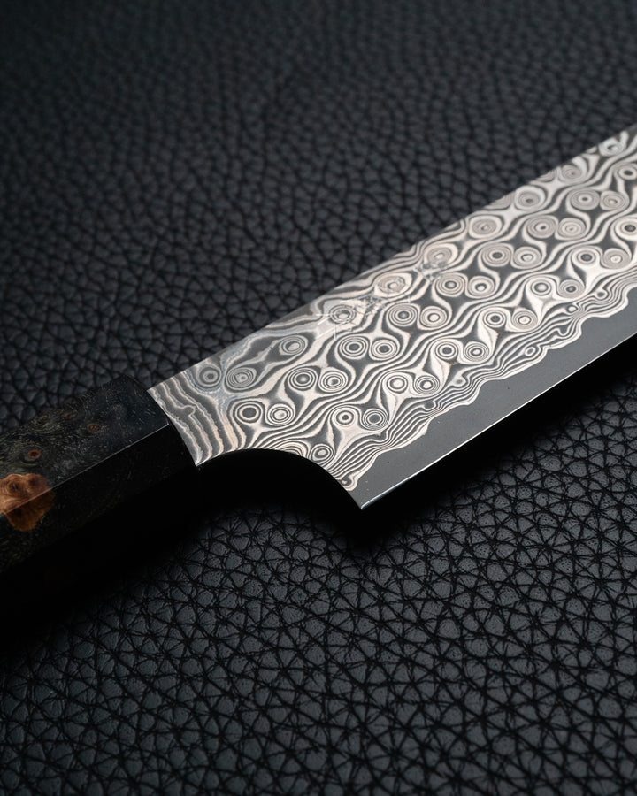 NIGARA HAMONO "Anmon" Raindrop Damascus Kiritsuke Sujihiki 255 mm