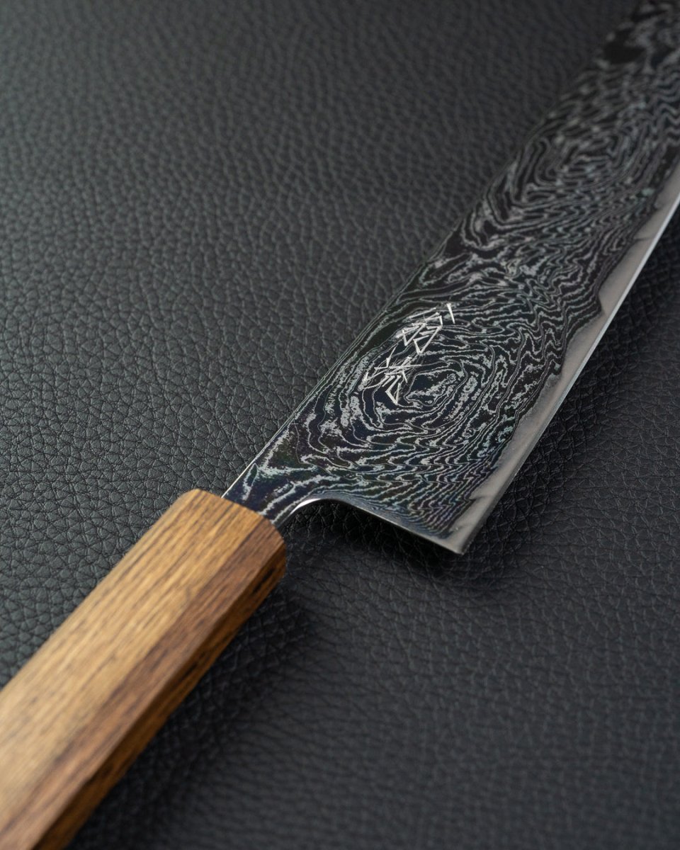 OUL Black Oak Uzu Damascus Gyuto 210 mm tomatosharp
