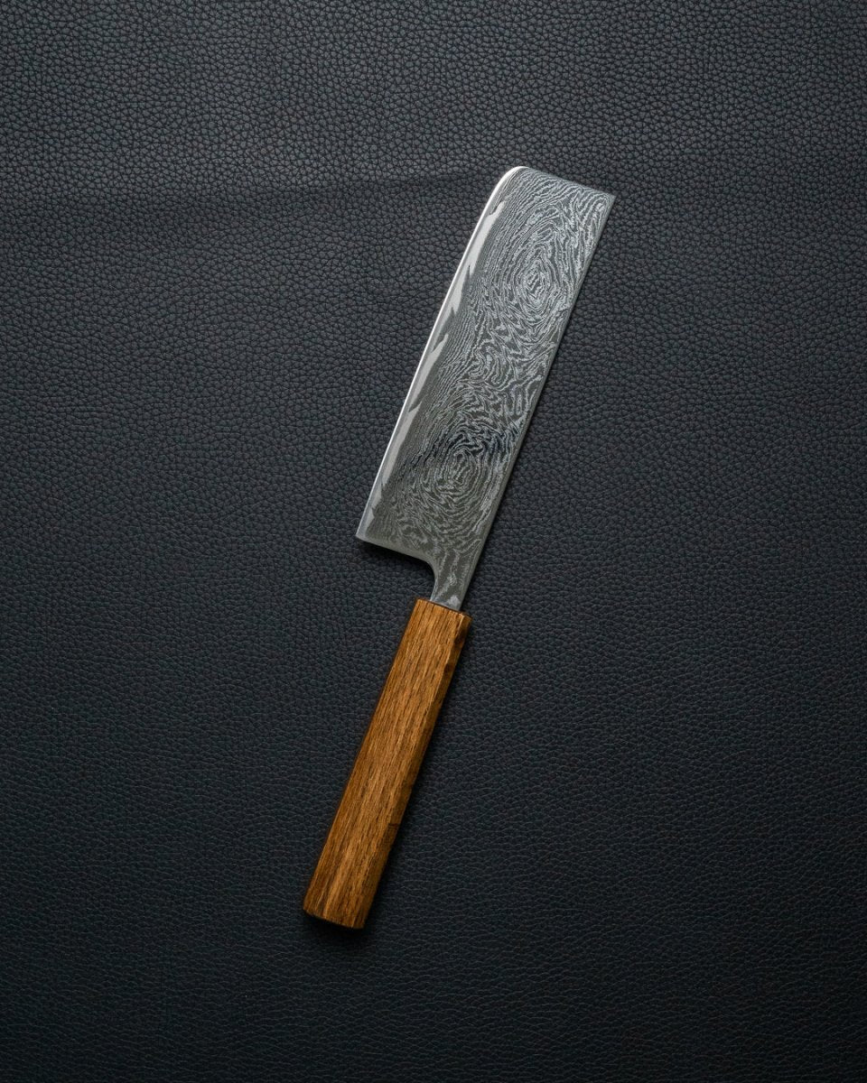 OUL Black Oak Uzu Damascus Nakiri 165 mm tomatosharp