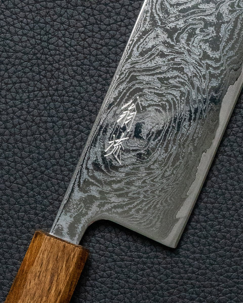 OUL Black Oak Uzu Damascus Nakiri 165 mm tomatosharp