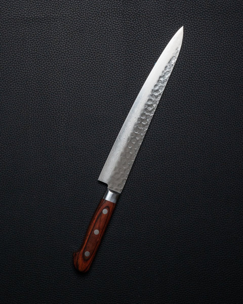 OUL Classic Damascus Tsuchime Sujihiki 240 mm tomatosharp
