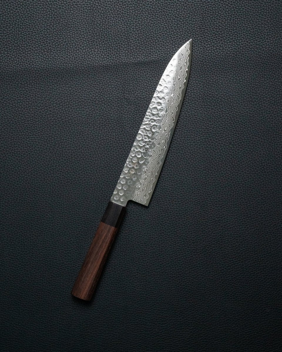 OUL Rosewood Damascus Tsuchime Gyuto 210 mm tomatosharp
