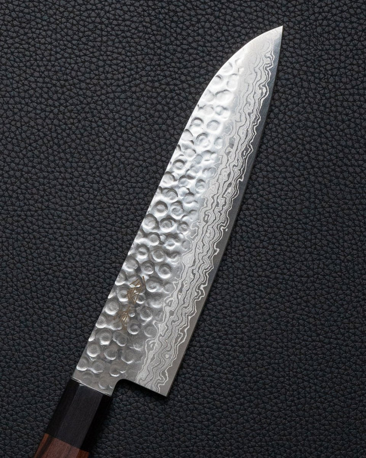 OUL Rosewood Damascus Tsuchime Santoku 180 mm tomatosharp