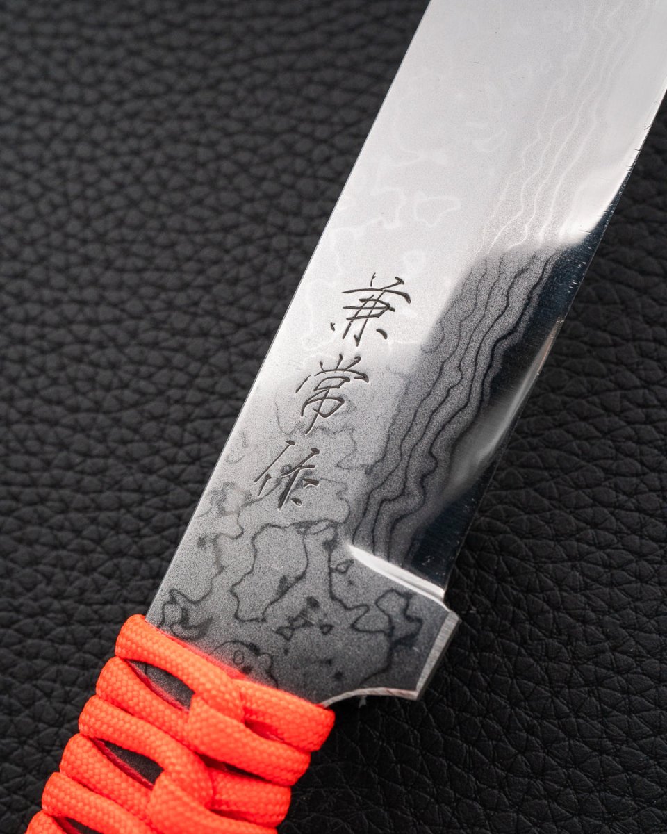 SEKI KANETSUNE Shu-Karasu Damascus Blue Steel Turkniv 120 mm tomatosharp
