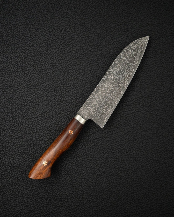 Kokkekniv 165 mm, SHIGEKI TANAKA SG2 Damascus Ironwood Santoku Shigeki Tanaka