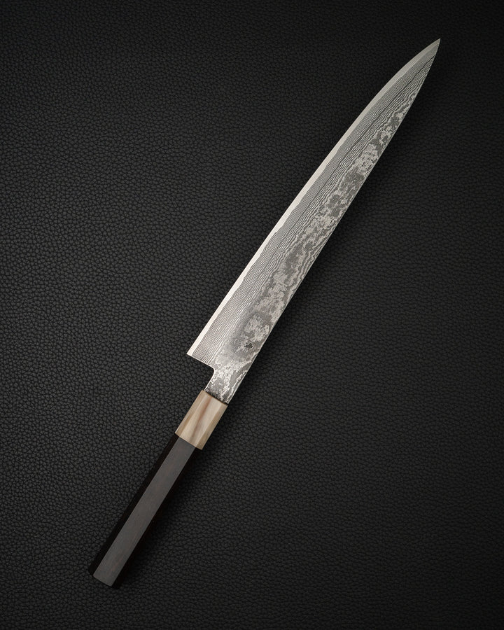 Trancheringskniv 270 mm, SHIGEKI TANAKA SG2 Damascus Sujihiki tomatosharp