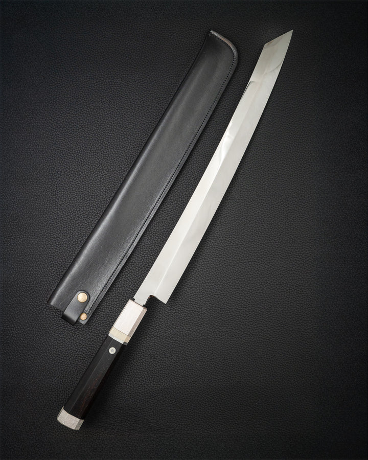Yanagiba 390 mm, SAKAI TAKAYUKI Honyaki Mirror Kiritsuke Zangetsu tomatosharp