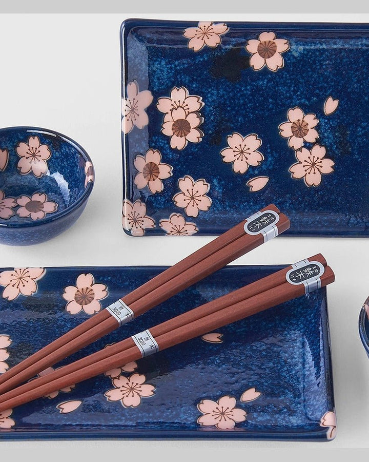 Sushisett 4 deler, MIJ Navy Pink Sakura med spisepinner tomatosharp