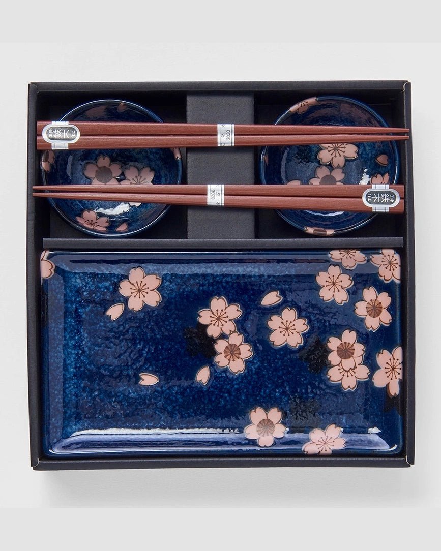 Sushisett 4 deler, MIJ Navy Pink Sakura med spisepinner tomatosharp