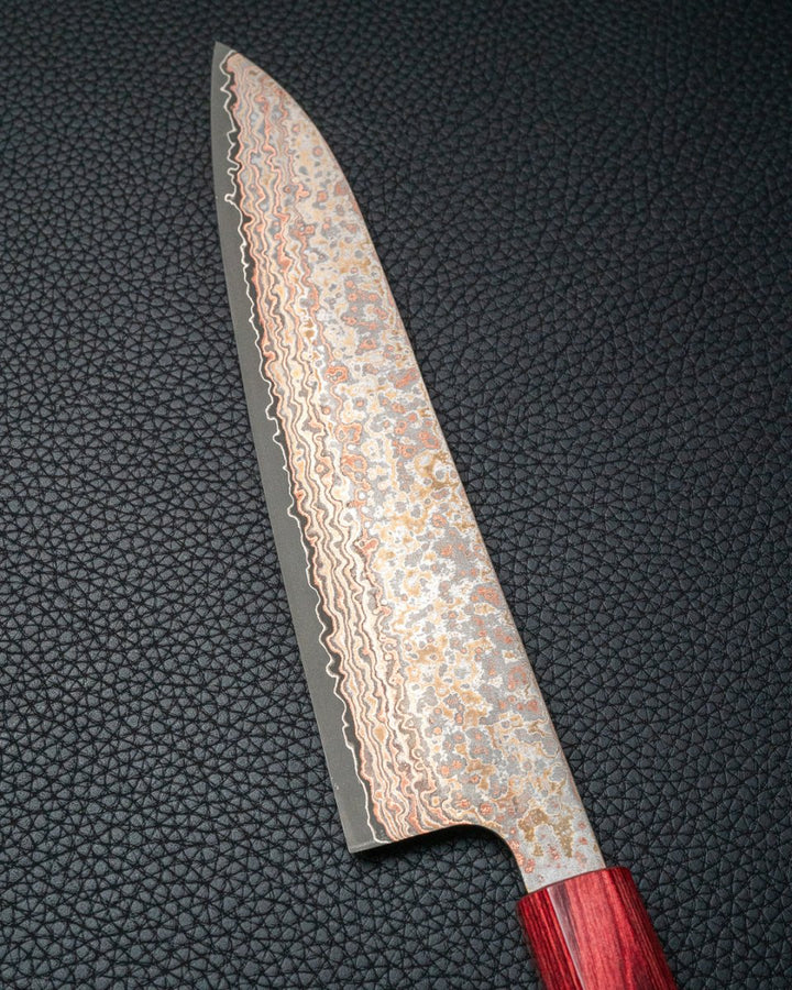 TAKESHI SAJI Rainbow Damascus Nashiji Gyuto 210 mm tomatosharp