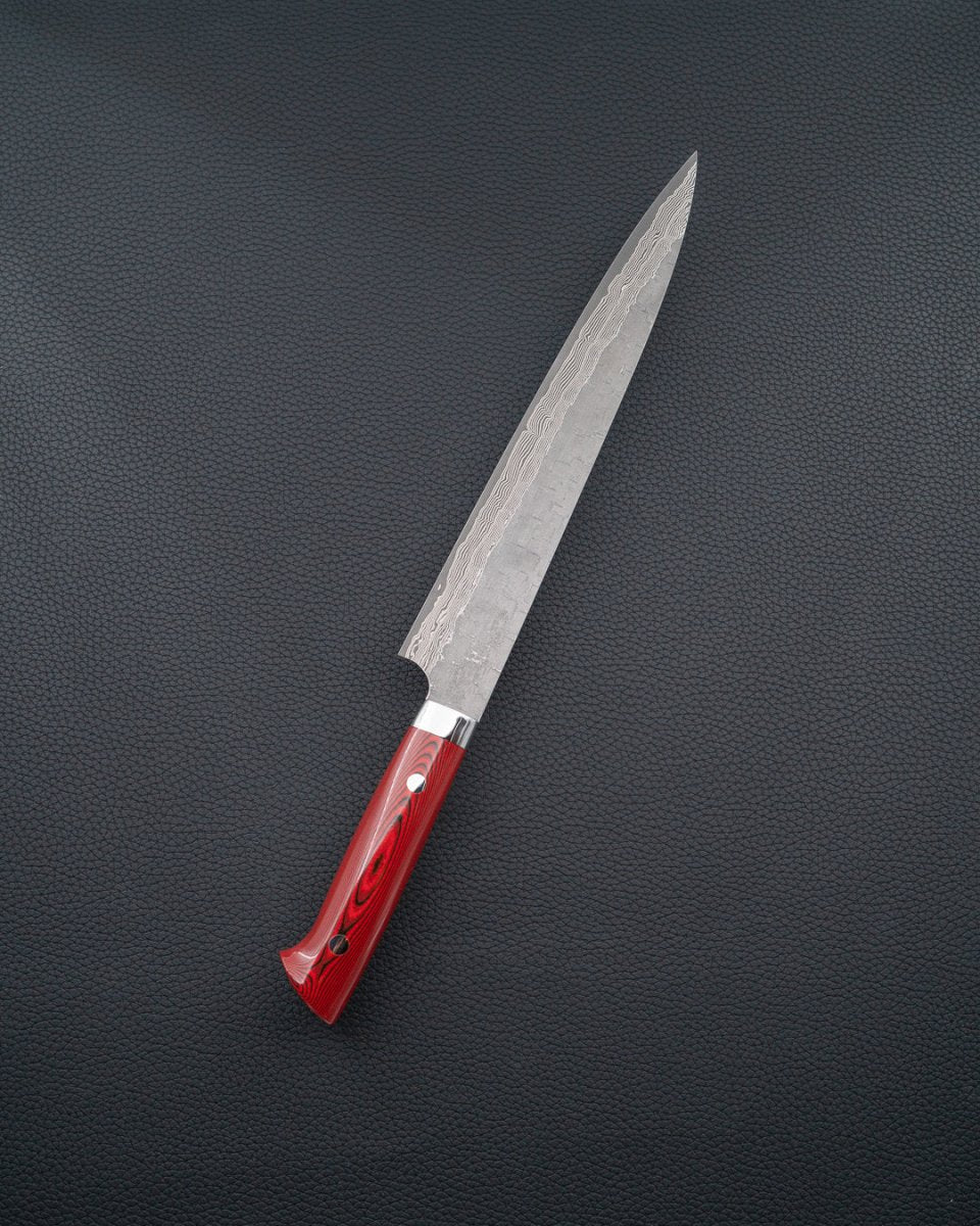 TAKESHI SAJI VG10 Cross Red Micarta Sujihiki 240 mm tomatosharp