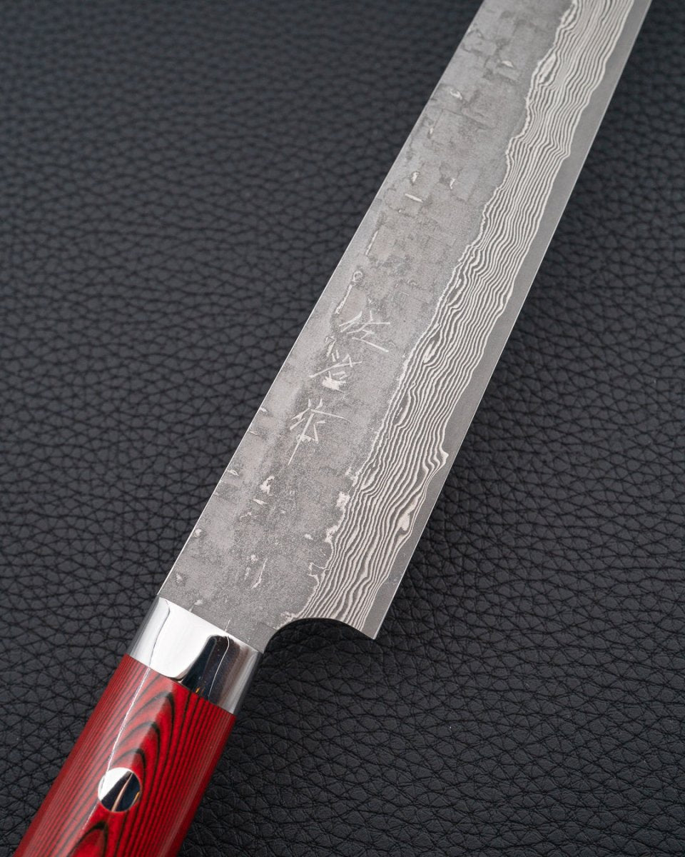 TAKESHI SAJI VG10 Cross Red Micarta Sujihiki 240 mm tomatosharp
