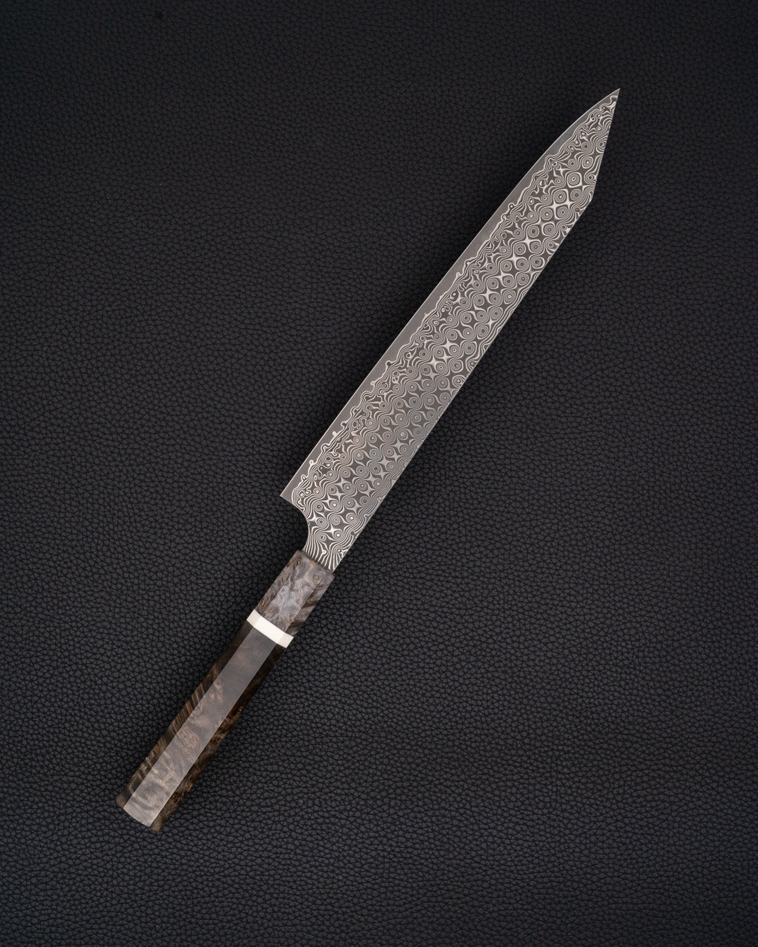 Trancheringskniv 255 mm, NIGARA HAMONO Anmon SG2 Raindrop Damascus Kiritsuke Sujihiki NIGARA HAMONO