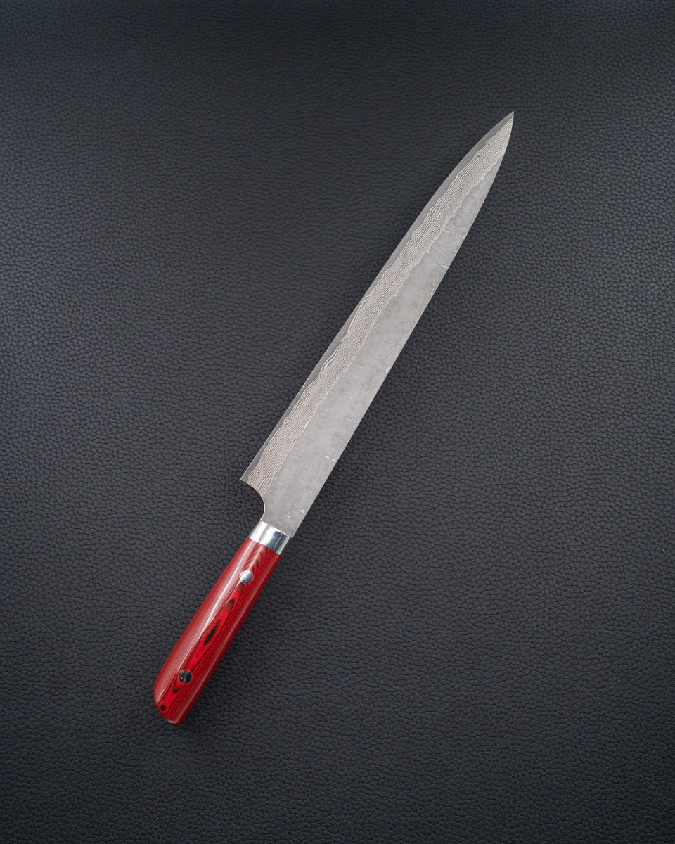 TAKESHI SAJI VG10 Cross Red Micarta Sujihiki 270 mm tomatosharp