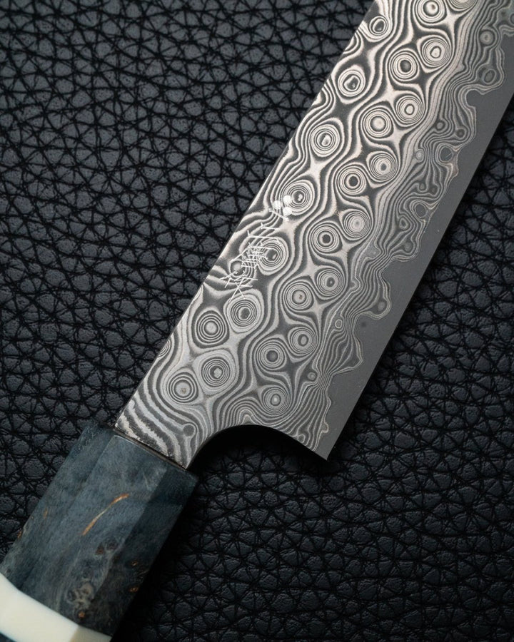 NIGARA HAMONO Anmon SG2 Raindrop Damascus Kiritsuke Petty 150 mm tomatosharp