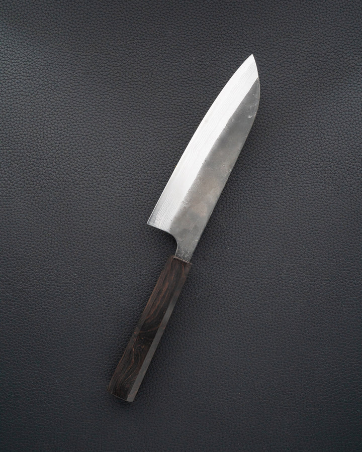 YOSHIMI KATO Aogami Super Damascus Nashiji Kurouchi Santoku 180 mm