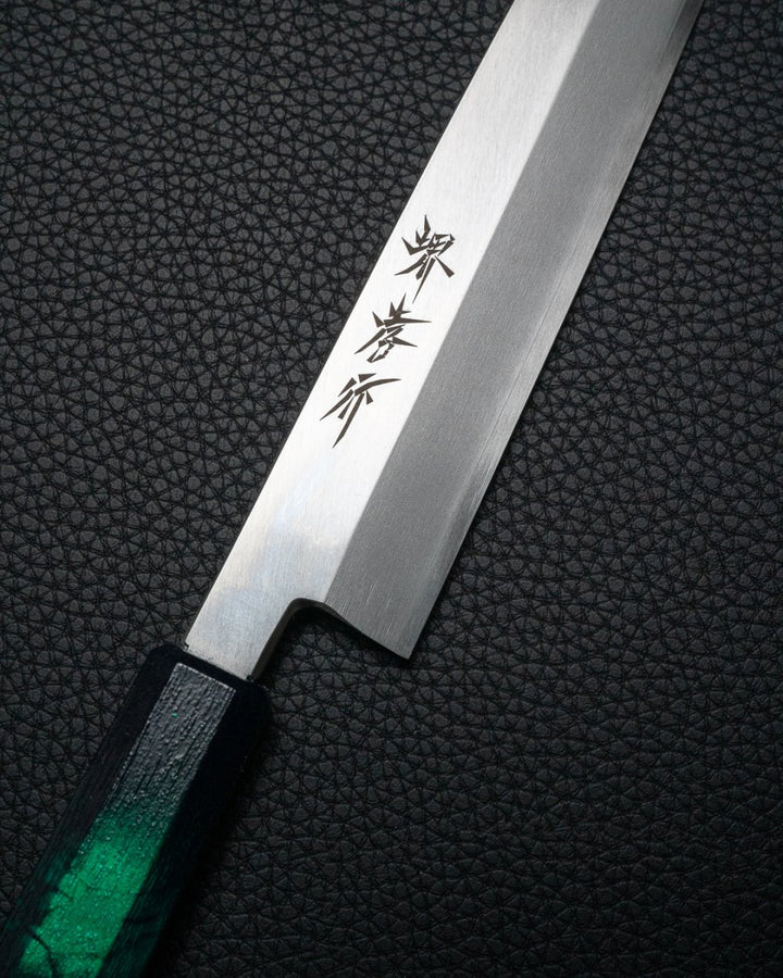 SAKAI TAKAYUKI Nanairo Green Tortoise Yanagiba 240 mm tomatosharp