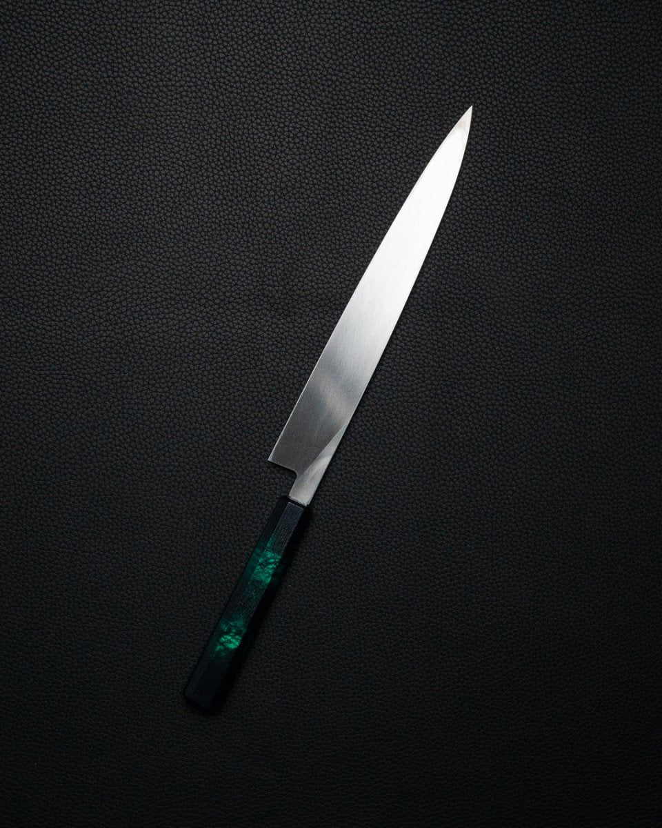 SAKAI TAKAYUKI Nanairo Green Tortoise Yanagiba 240 mm tomatosharp