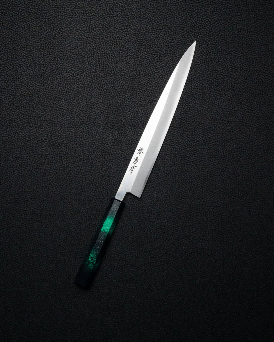 SAKAI TAKAYUKI Nanairo Green Tortoise Yanagiba 240 mm tomatosharp