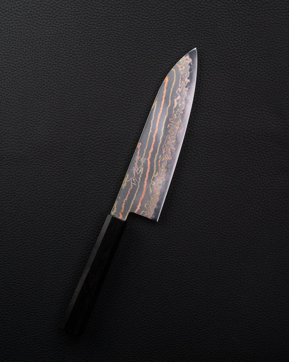 HATSUKOKORO Hayabusa Rainbow Damascus Santoku 180 mm Hatsukokoro