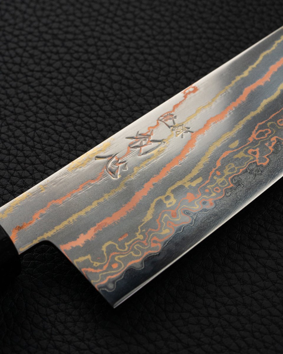 HATSUKOKORO Hayabusa Rainbow Damascus Santoku 180 mm Hatsukokoro