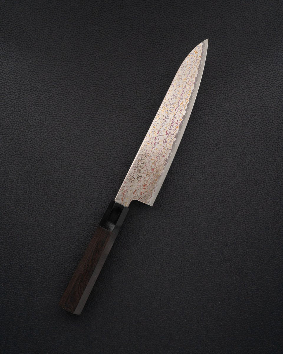 HATSUKOKORO Kujaku V-Toku2 Rainbow Damascus Gyuto 240 mm tomatosharp