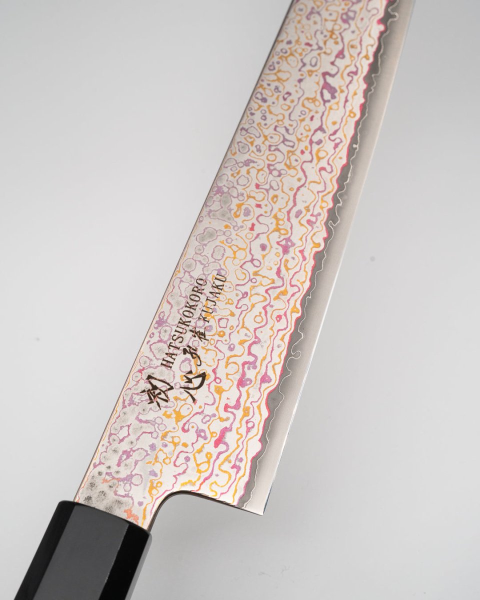 HATSUKOKORO Kujaku V-Toku2 Rainbow Damascus Sujihiki 270mm tomatosharp