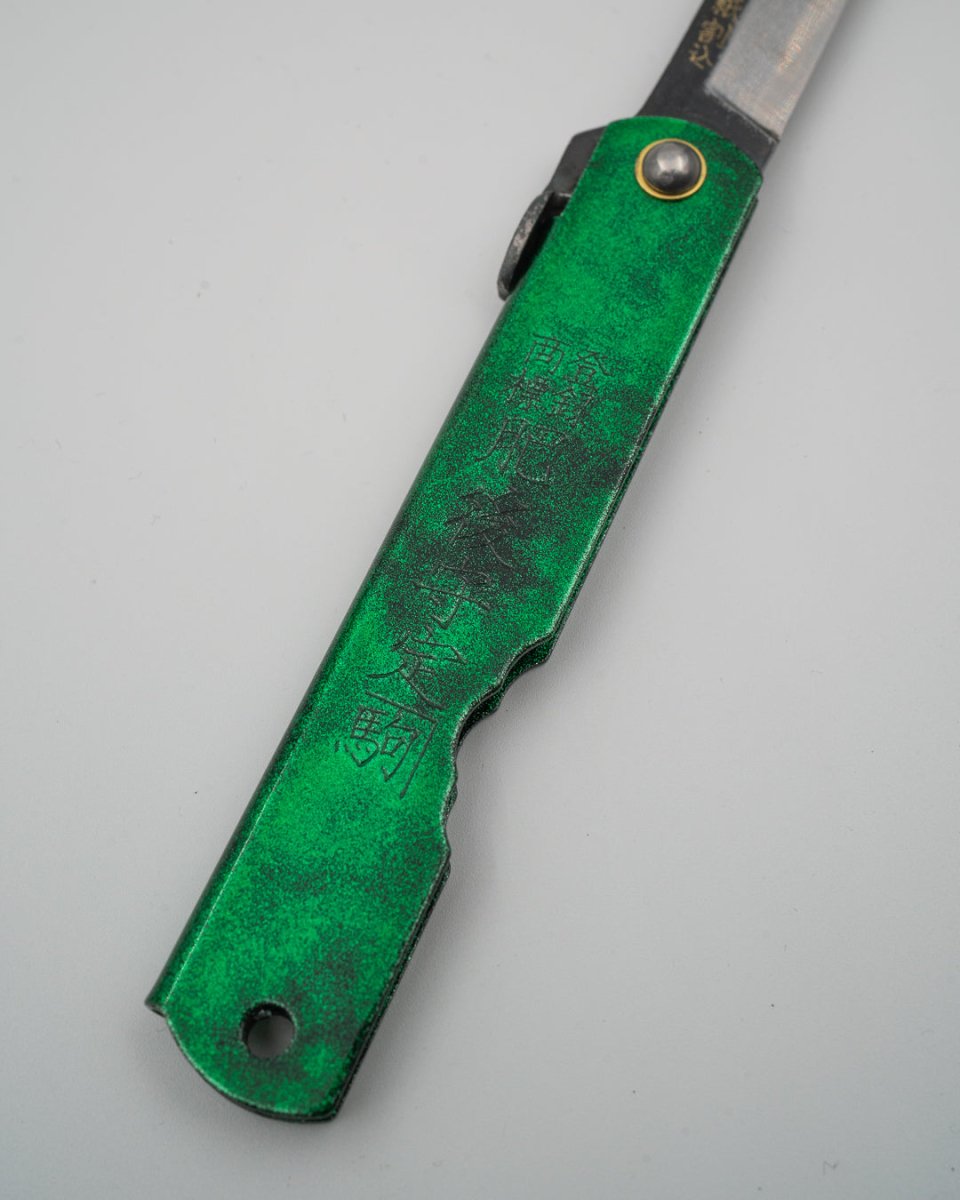 HIGONOKAMI Aogami Jade Green Japansk Foldekniv 100 mm tomatosharp