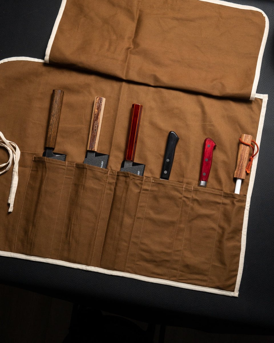 Knivrull for 6 kniver (brun) Fukui