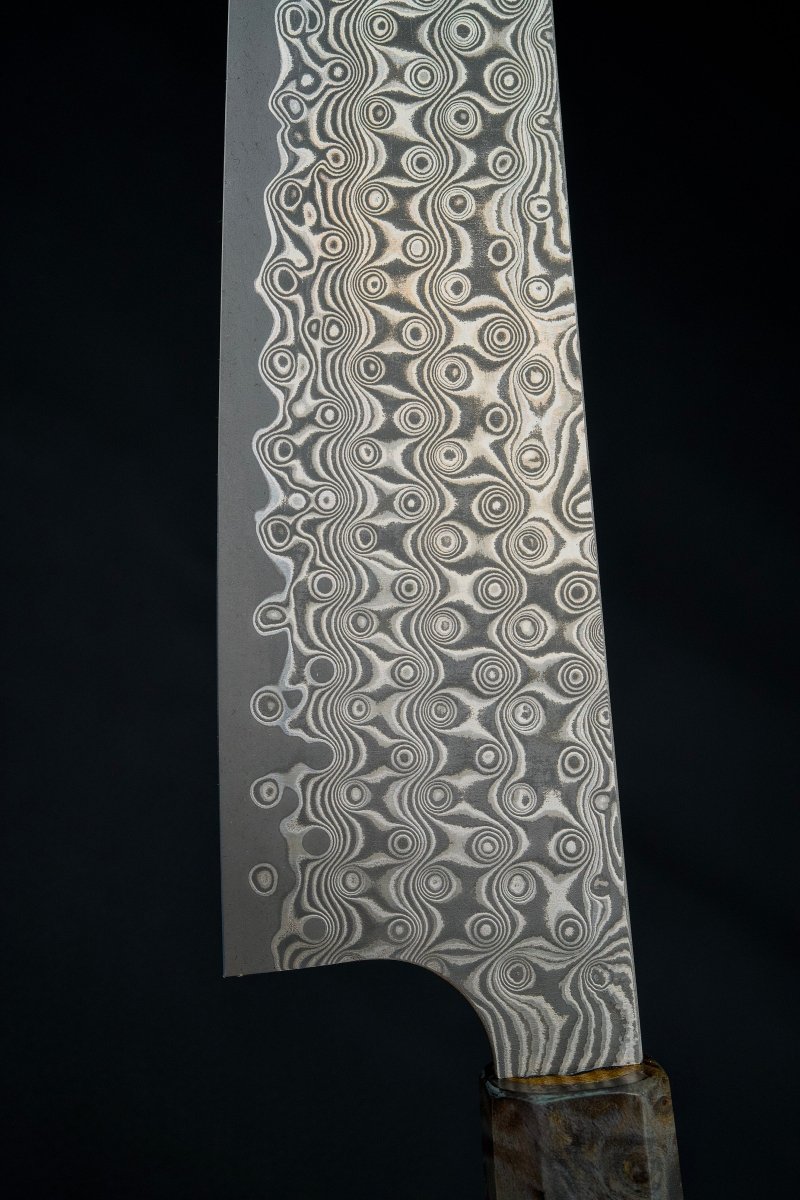 NIGARA HAMONO Anmon SG2 Raindrop Damascus Gyuto 210 mm NIGARA HAMONO