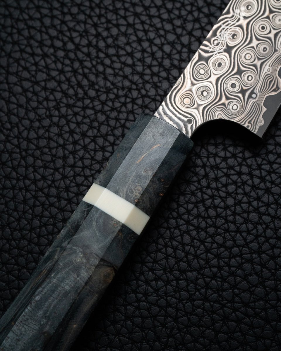 NIGARA HAMONO Anmon SG2 Raindrop Damascus Kiritsuke Petty 150 mm tomatosharp