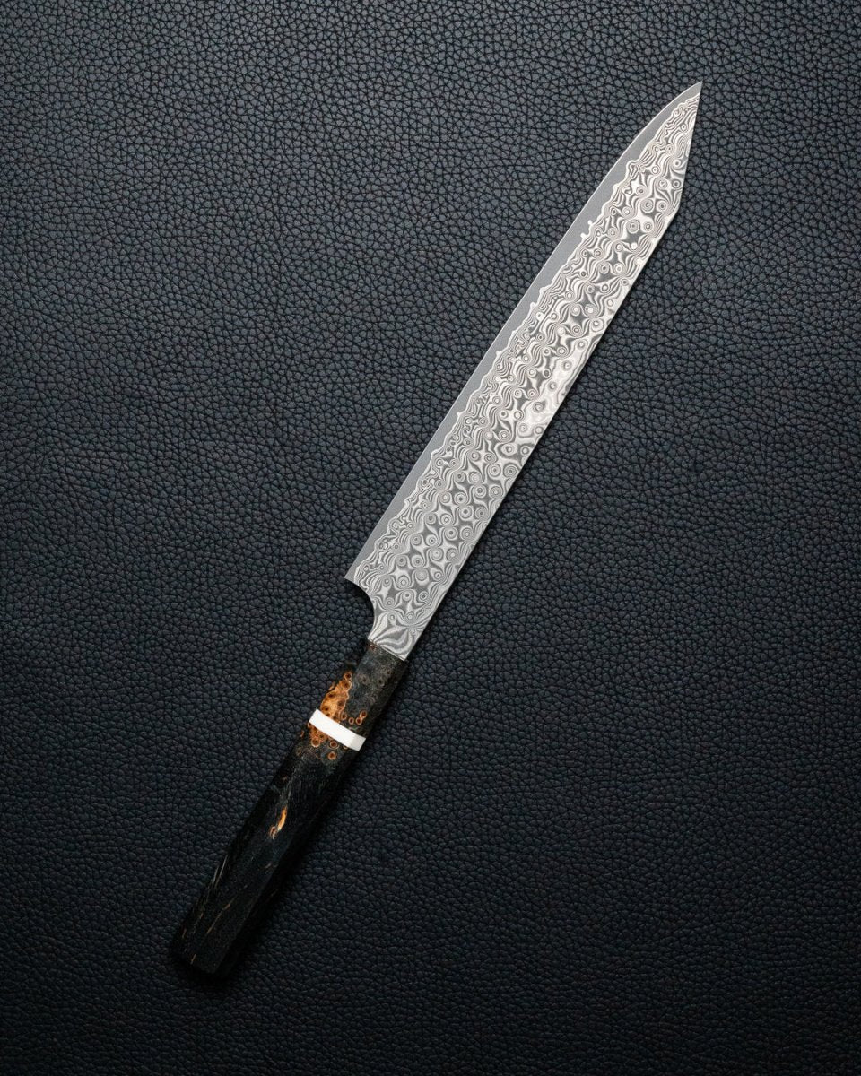 NIGARA HAMONO Anmon SG2 Raindrop Damascus Kiritsuke Sujihiki 255 mm NIGARA HAMONO