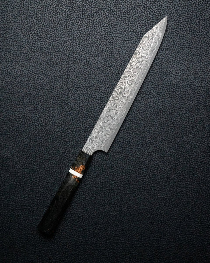 NIGARA HAMONO Anmon SG2 Raindrop Damascus Kiritsuke Sujihiki 255 mm NIGARA HAMONO