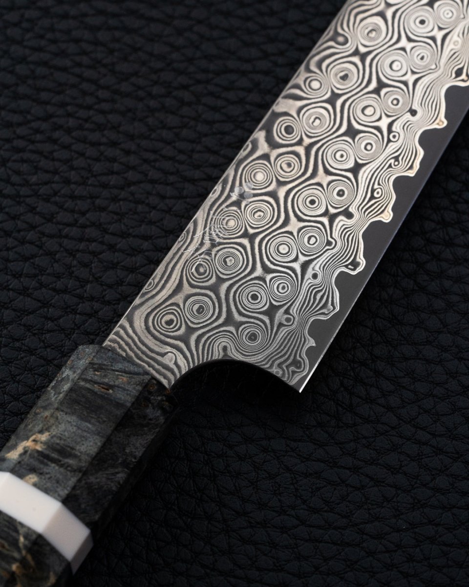 NIGARA HAMONO Anmon SG2 Raindrop Damascus Ko-bunka 120 mm tomatosharp
